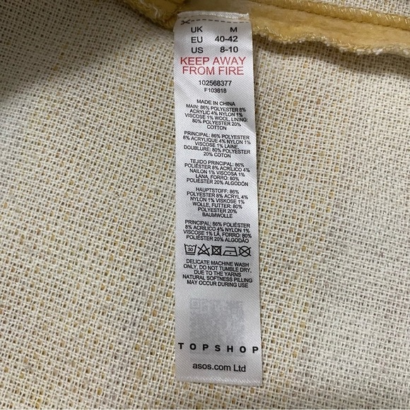 TOPSHOP Wool Overshirt Shacket In Yellow Plaid - Size 8-10 - Picture 13 of 13